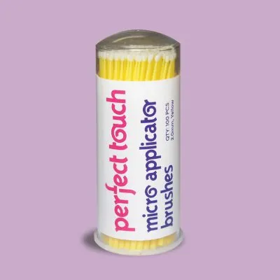 perfect touch micro applicator brushes - yellow regular -dental laboratory products - dental creations ltd